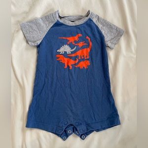 Blue & Gray Romper with Orange Dinos